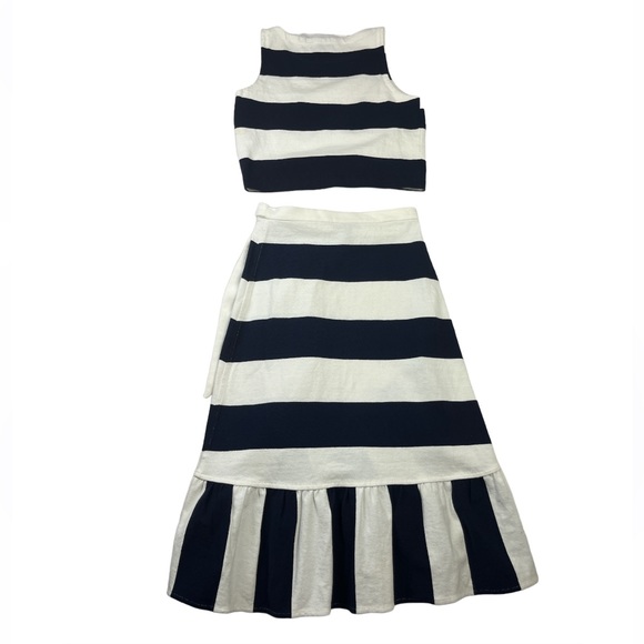 J. Crew Women's Navy/White Striped Cropped Tank Top XS/Rugby Knit Wrap Skirt XXS - Picture 3 of 15